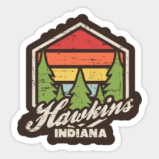 Retro Badge Hawkins Indiana Dark Sticker
